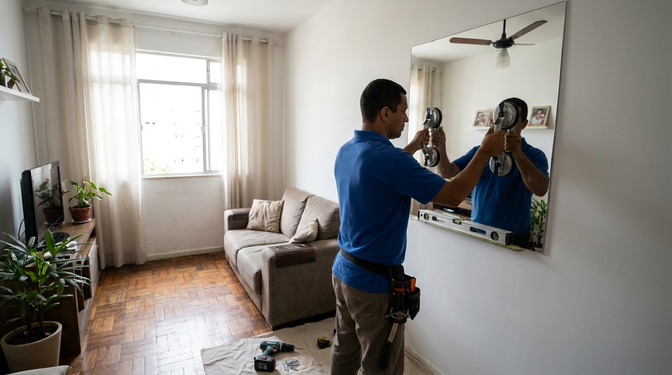 Espelho sob medida com parquet em Diadema-SP